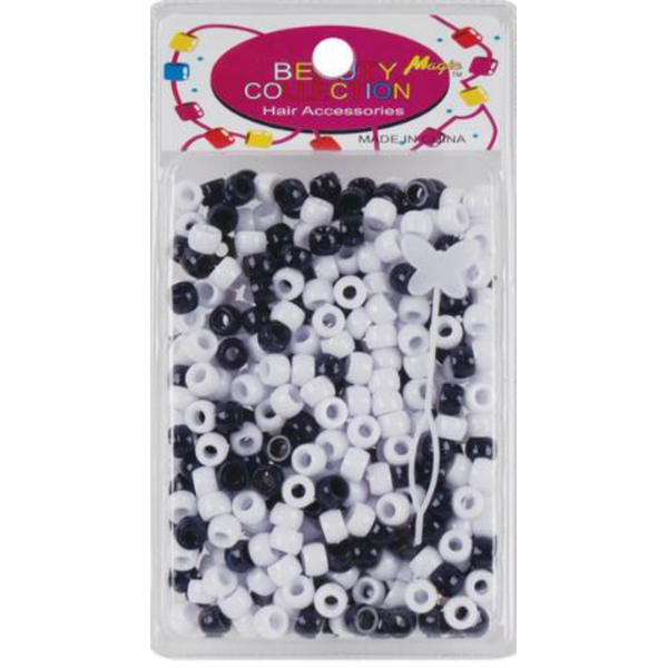 HAIR BEADS BLACK & WHITE 200pcs