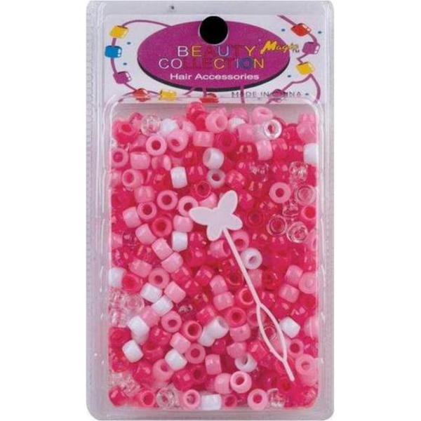 HAIR BEADS PINK ASSORTED 200pcs