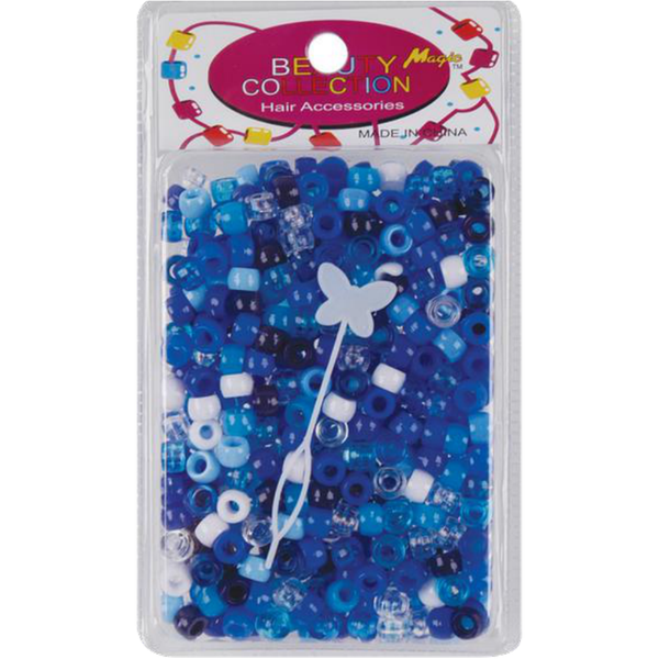 HAIR BEADS BLUE ASSORTED 200pcs