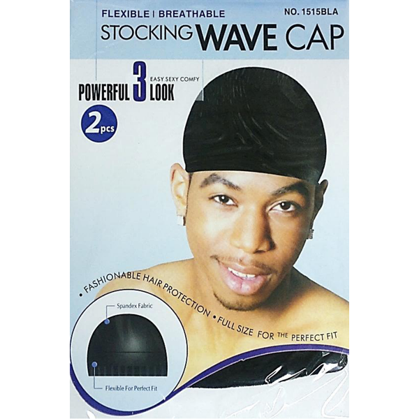 MAGIC STOCKING WAVE CAP BLACK (1X12pcs PACK)