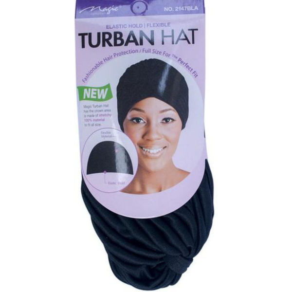 MAGIC BREATHABLE SATIN SLEEP CAP TURBAN HAT BLACK ASSORTED (1X12pcs PACK) (1X12pcs PACK)