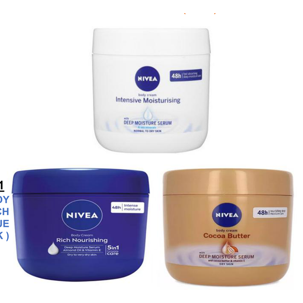 NIVEA BODY CREAM 400ML INTENSIVE MOISTURING WHITE JAR ( 6 PK )