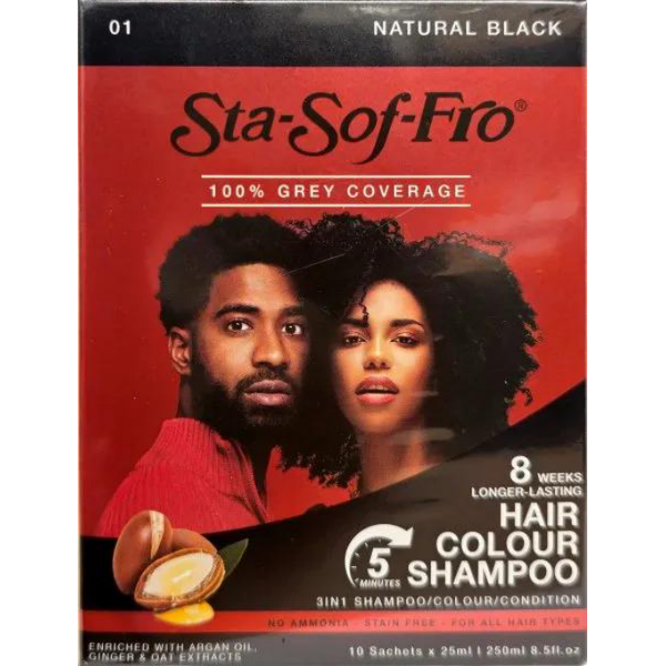 HAIR COLOUR SHAMPOO 25ML (BOX INCLUDES 10 SACHETS) - NATURAL BLACK